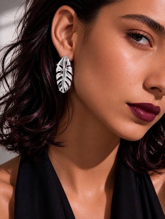 Anthropologie Jewelry - Silver Leaf Drop Earrings